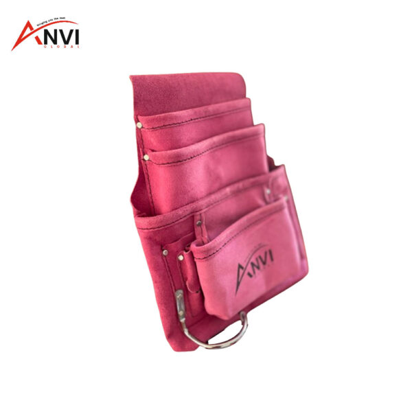 LEATHER TOOL POUCH - 4 POCKET - DRYWALL POUCH (PINK)